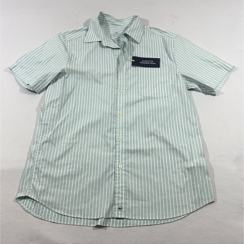 Vineyard Vines Shirt Mens Performance OTG BRRR Blue Stripe Short Sleeve Sz M NEW
